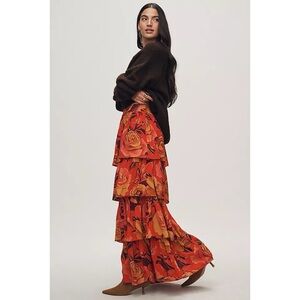 Farm Rio Tiered Floral Maxi Skirt Size Large